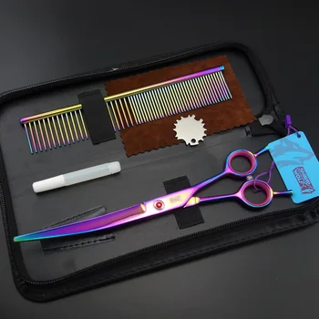 

8.0 inch"SHARP WOLF"Professional PET Dog GROOMING SCISSORS Curved Shears+steel comb 440C K574