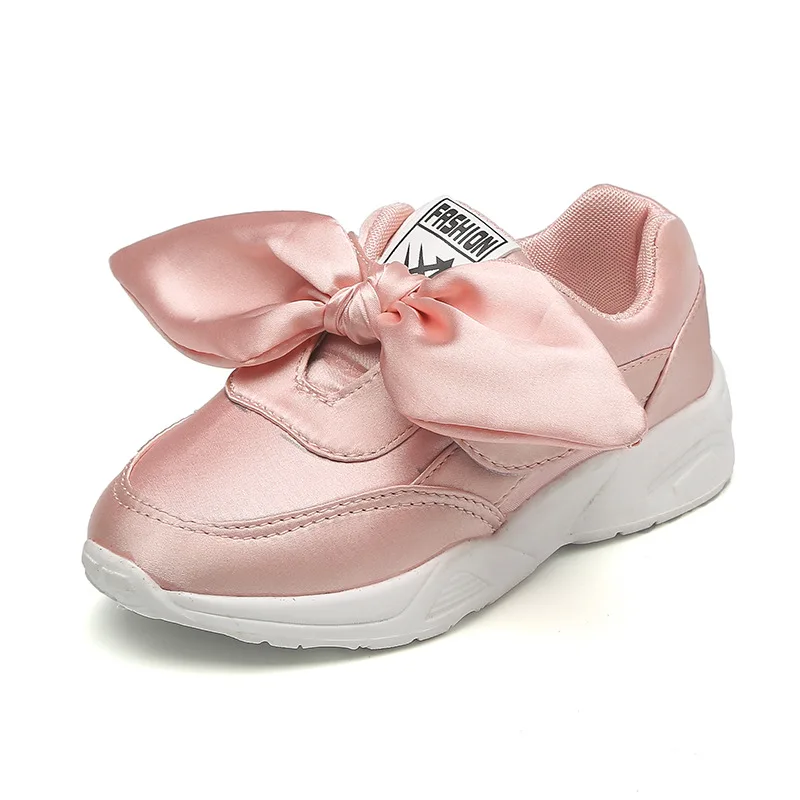 DIIMUU/Обувь для маленьких девочек, новая модная повседневная Уличная дышащая Спортивная обувь для бега на мягкой подошве с бантом
