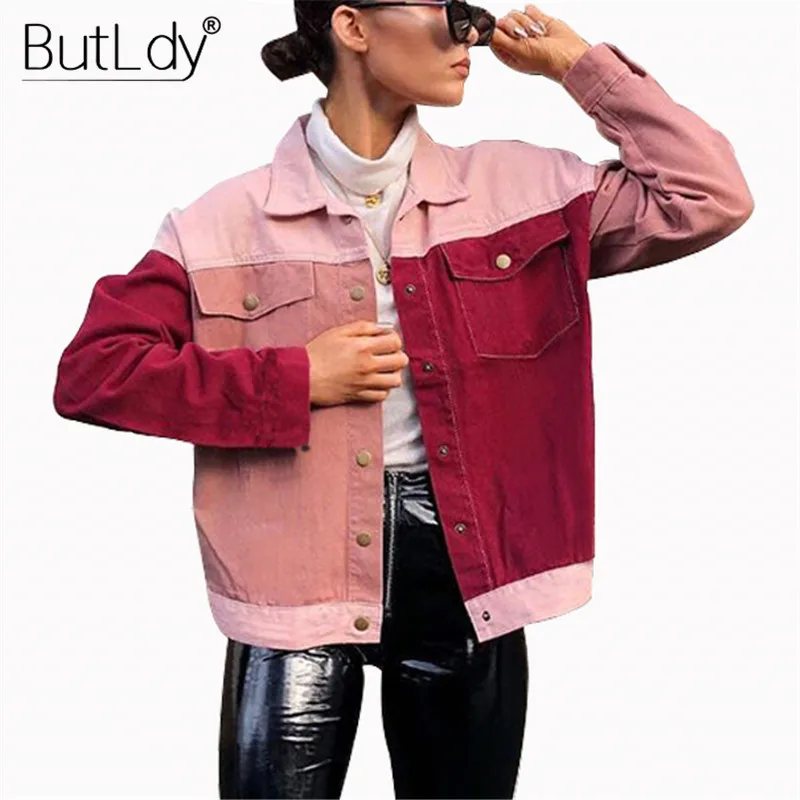 Goedkoop Patchwork Button Pockets Casual Jeans Jas Vrouwen Lange Mouw Vintage Herfst Winter Dikke Jas Vrouwen Bovenkleding Losse Jassen