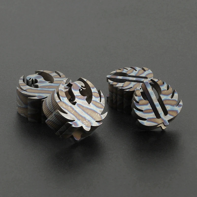 

Flame Phoenix Titanium Alloy Knife Beads EDC Tool Leaves Paracord Bead Accessory