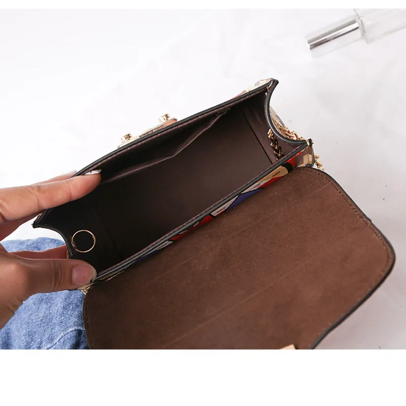 Women Shoulder Bag 2017 Fashion New Lock Messenger Bags Famous Brand Summer Style Small Flag Colorful Female Chain Bag