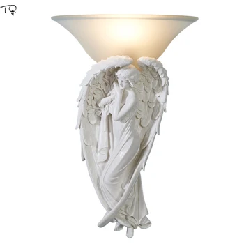 

Angel Wings Nordic Resin Wall Lamp Bathroom Bedroom Living Room Lighting Stairs Aisle Background Romantic LED Sconce Wall Lights