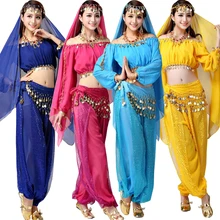 Леди танец живота костюм Болливуд костюмы индийские Танцы платье Для женщин бальные этап одежда Танцы наряды костюм топы Штаны вуаль