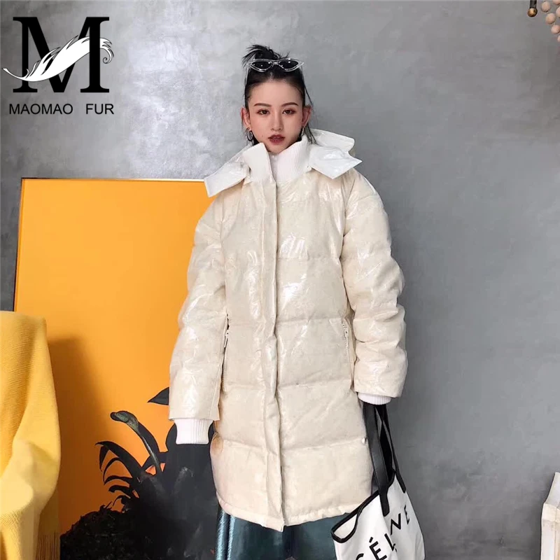 Winter Hooded Women Down Coat Zipper Short Duck Down Coat Female Warm White Down Feather Jacket