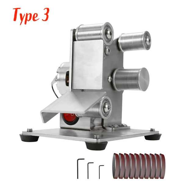 Многофункциональный измельчитель мини электрический ленточный шлифовальный станок DIY шлифовальный ленточный мини-станок шлифовальная полировальная машинка резец кромки точилка - Цвет: Синий