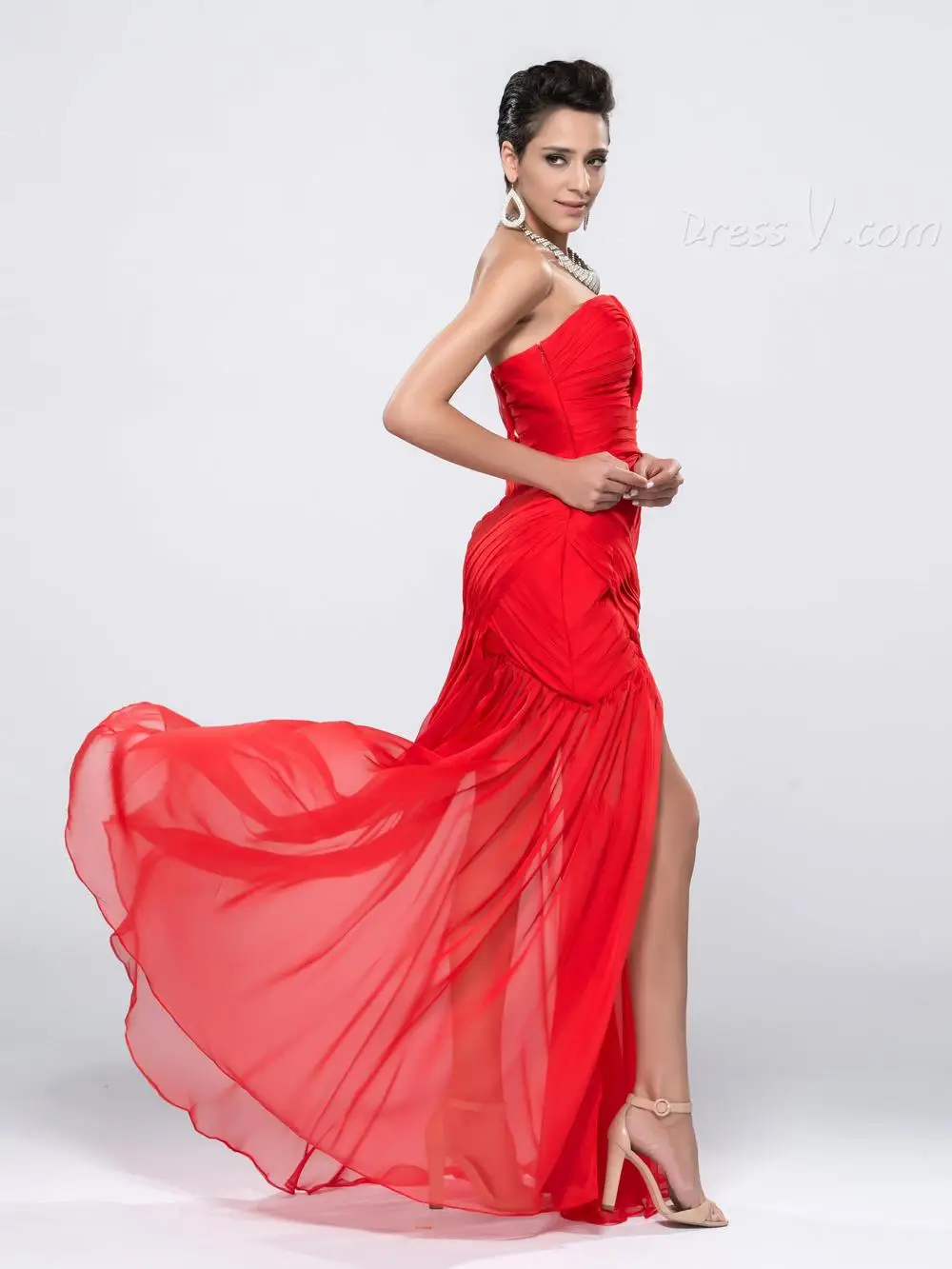 dressv.com SUPPLIES [Christmas Sale] Charming Sequin Beaded Sweetheart Ruched Mermaid Split Front Evening Dress Designer Dresses (3)