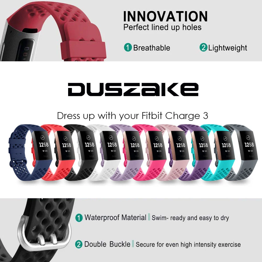 Duszake аксессуары для Fitbit Charge 3/Charge 3SE силиконовый браслет водонепроницаемый браслет сменный ремешок для Fitbit Charge 3 ремешок