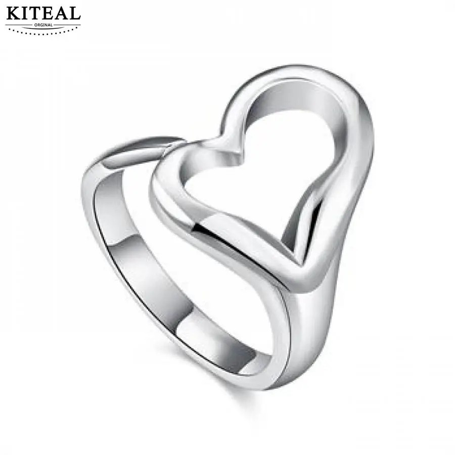 

KITEAL Best Gift silver color White size Resizable ring for women O Opening hollow circle geometry men ring joyas