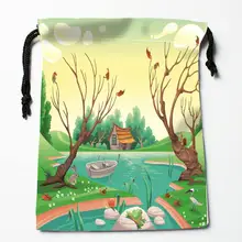 На заказ мультфильм Животные Печатные Атласный Чехол drawstring подарок сумки более размеры хранения на заказ Ваш образ 27x35 см