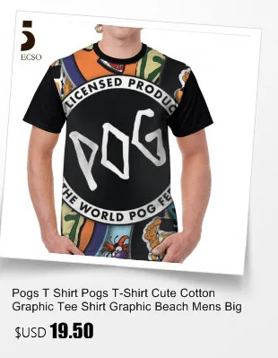 Pogs футболка Милая полиэфирная графическая футболка графическая пляжная Мужская большая футболка с коротким рукавом