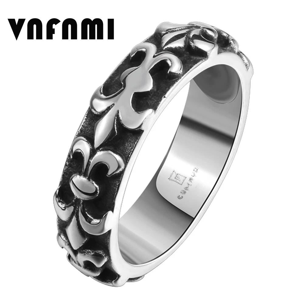Men's Gothic Flower Retro 316L Stainless Steel Punk Rings Titanium Anti Black Eco-Friendly Material Lead Nickel Free | Украшения и