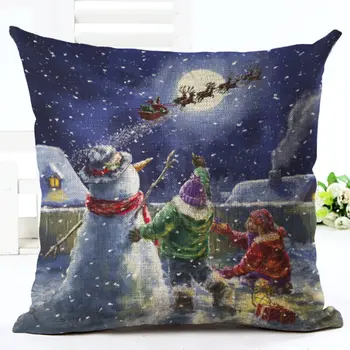 

New Year Christmas Decorations For Home Christmas Ornaments Navidad Frozen Decorative Customizable Christmas Elk Cushion Cover