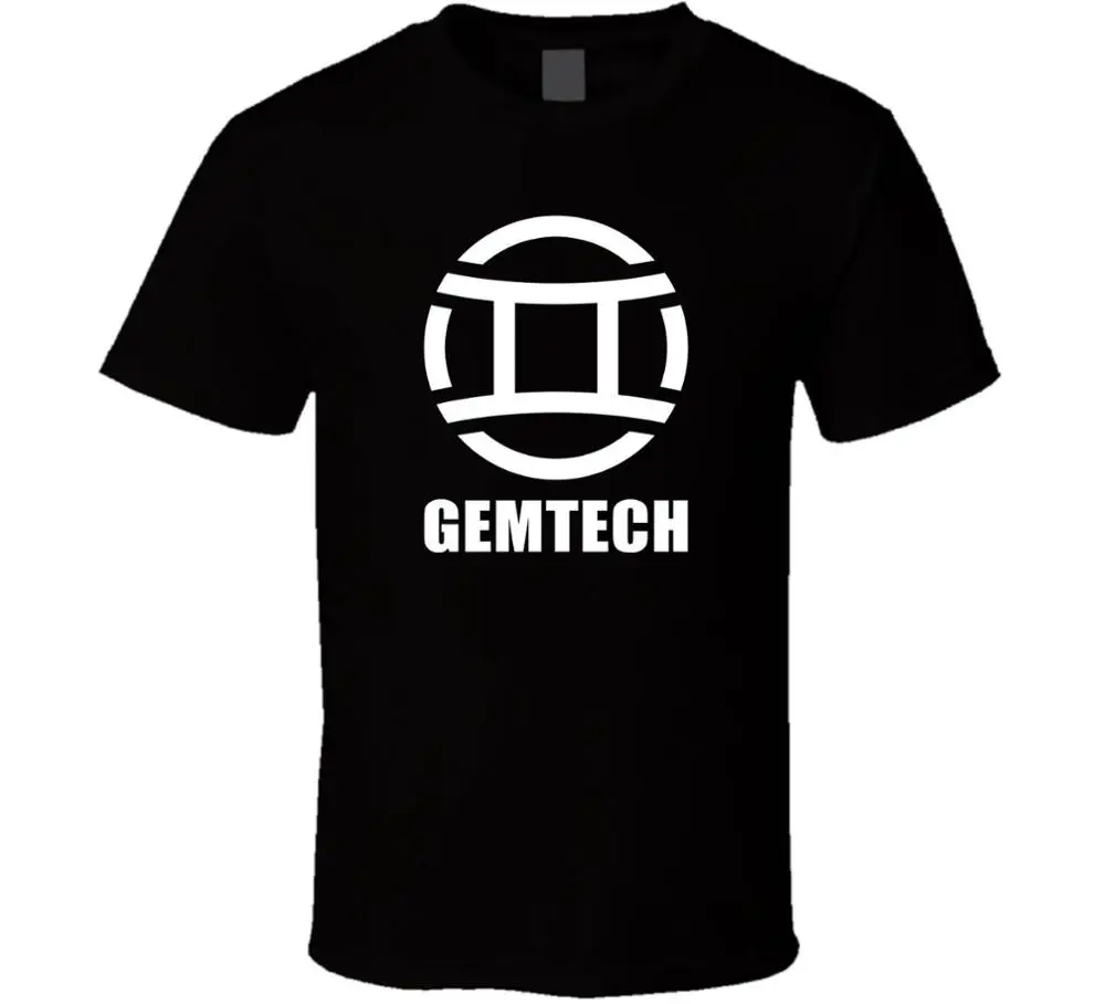2017 Мода Gemtech Логотип S-2XL Хлопок Короткими Рукавами Черная Футболка Повседневная