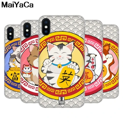 MaiYaCa DESIGNS LUCKY CHARM CATS for iPhone 4S SE 5C 5S 5 6 6S 7 8 Plus X XR XS MAX Black Soft Shell Phone Case Rubber Silicone | Мобильные