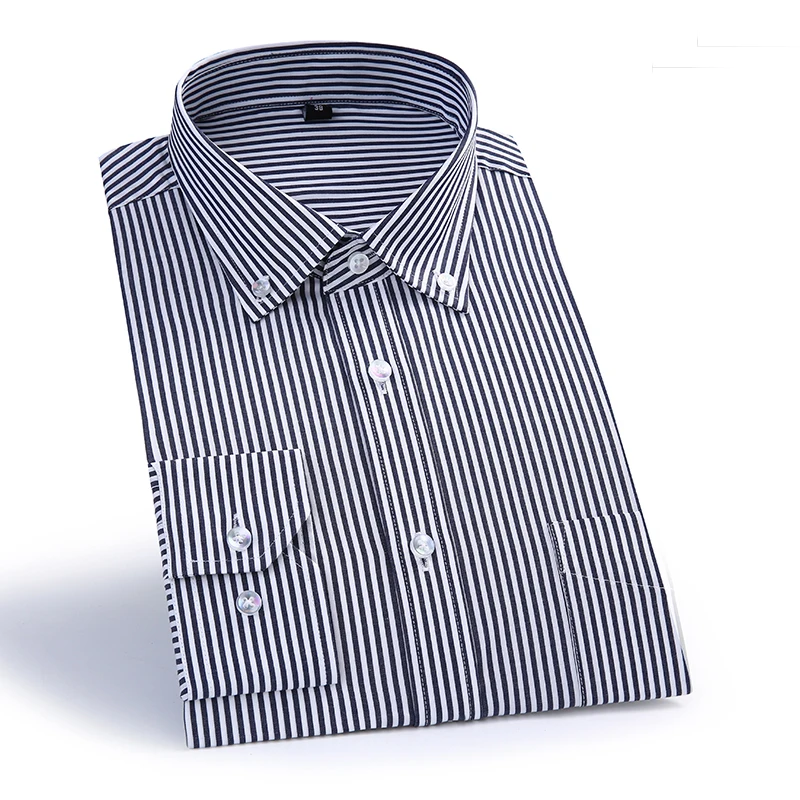 100% Cotone Brand Striped Turn-Down Collari Camicia Uomo Primavera Smart Casual Camicie Oxford Dress Shirt Di Alta Qualità