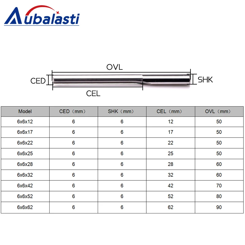 Aubalasti 1 шт. 6 мм две флейты прямые фрезы для дерева с ЧПУ прямые гравировальные фрезы карбидные фрезы инструменты фрезы
