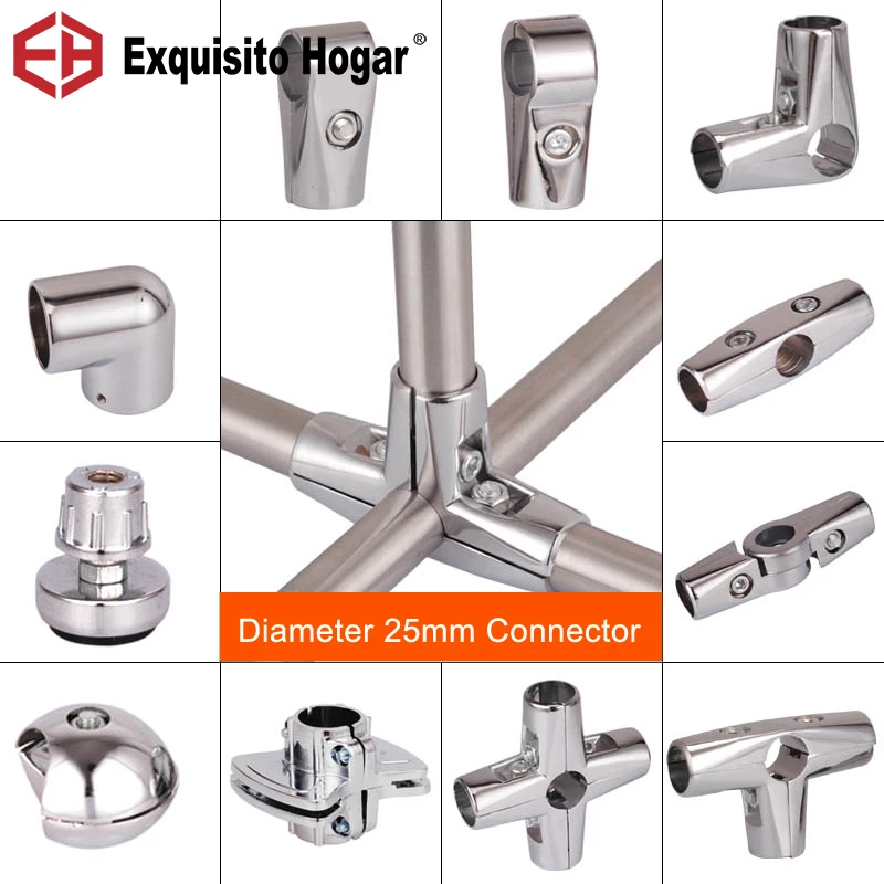 

32MM Stainless Steel Pipe Airing Accessories Single Rod Round Pipe Rack Joint Pipe Fittings Connector Fixed Parts Landing