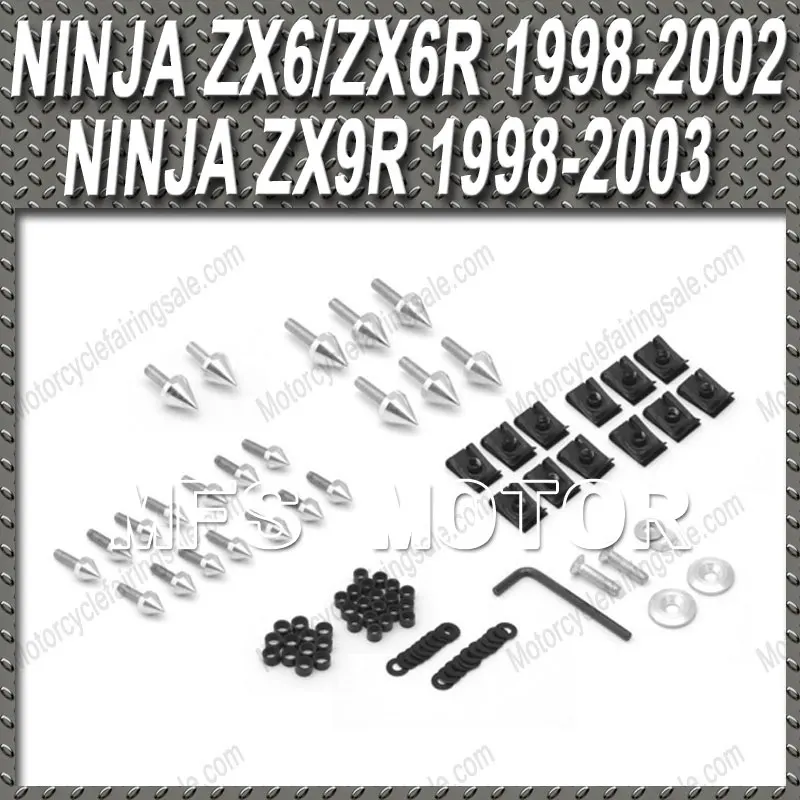 NEW Silver For Kawasaki Fairing Bolts Kit For Ninja ZX6/ZX6R ZX9R Spike
