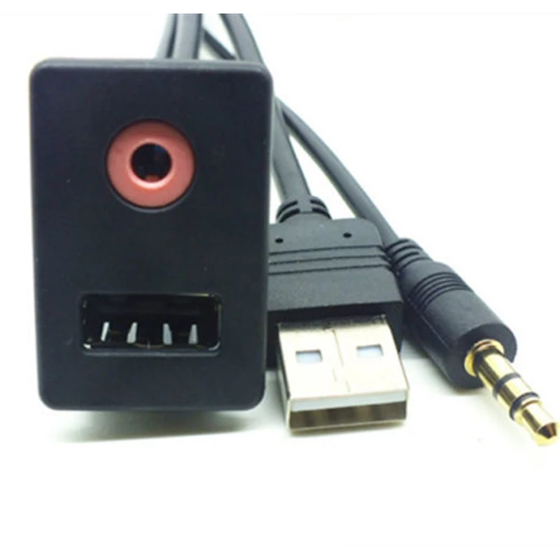 New Car 3.5mm AUX Headphone Flush Mount Audio Modification Panel Input Adapter Kit