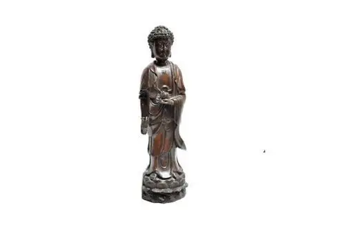 

Tibet Buddhism Pure Bronze Standing Sakyamuni Shakyamuni Buddha Lotus Statue
