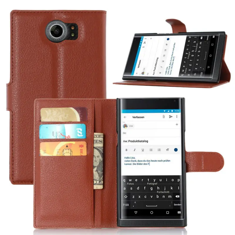 

For BlackBerry Priv Luxury Book Style Litchi Leather Wallet Case Flip Cover Stand Card Slots