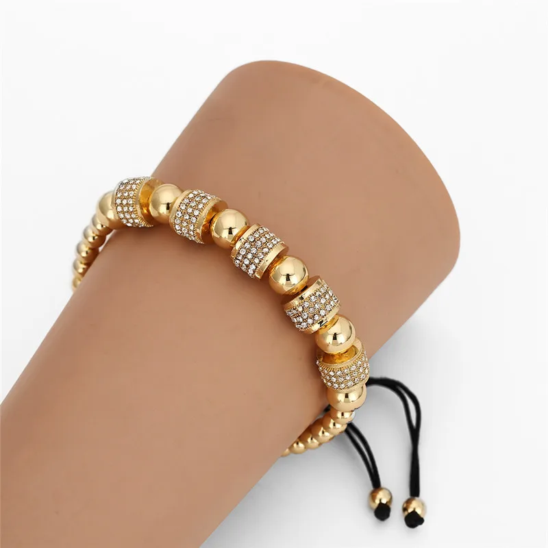 NADEEM Fashion Gold Color Full CZ Charm Anil Arjandas Bracelet Micro Pave Setting Czech Braiding Men Women Macrame Bead Bracelet