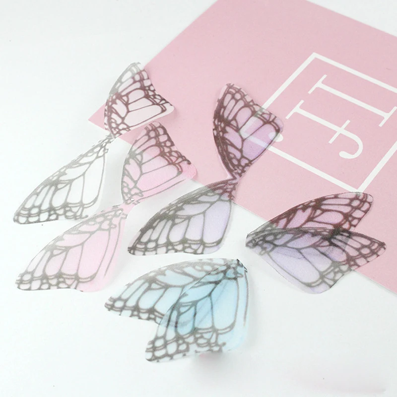 

New 6.8*3.3cm Hole Chiffon Dragonfly Wing Pendant Diy Hand-made Ornaments Ear Nail Earrings Material Jewelry Findings 5pcs