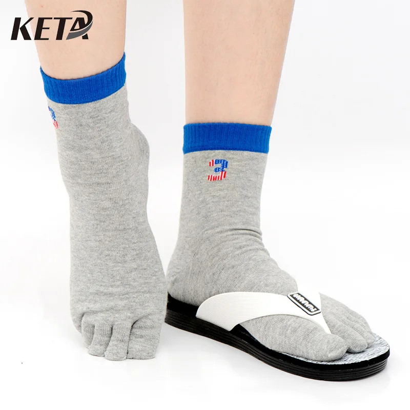 KETA Fashion Casual Men Toe Socks Colorful Printed Funny Socks Cotton