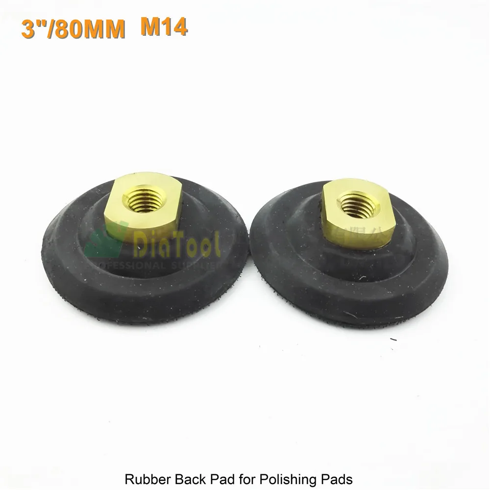 SHDIATOOL 2pcs Diameter 80mm Soft Rubber back for diamond polishing pads M14 backer 3inch Soft and strong body