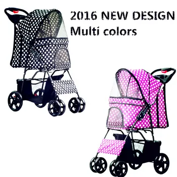 

with rain cover one hand collapse cat pet stroller,dog strollers folding four wheeled pet gear multi color:purple pink blue