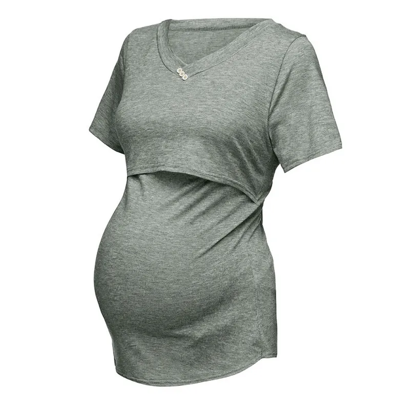 Повседневный однотонный топ для беременных; летние хлопковые рубашки для мам; одежда для грудного вскармливания; Одежда для беременных; Enfermagem; Прямая поставка; 2