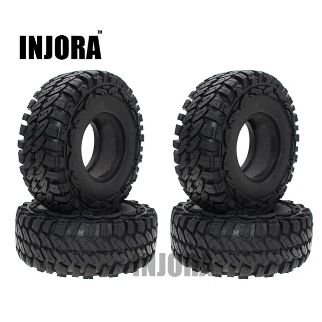 Cheap 4PCS 114MM 1.9 Inch Rubber Wheel Tires for 1:10 RC Rock Crawler Car Axial SCX10 90046 Tamiya CC01 D90 D110
