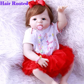 

22'' bebe alive reborn bonecas handmade Lifelike Reborn Baby Doll Girls Full Body Vinyl Silicone with Pacifier child gift