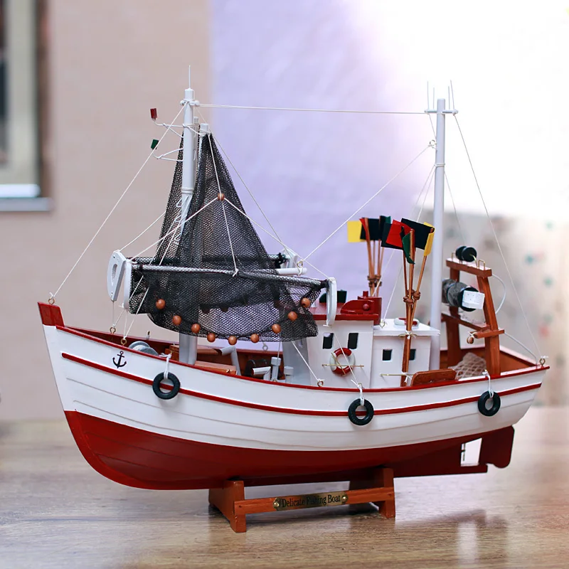 Modelo De Barco de Pesca de Madera maciza Hechos A Mano Nave Náutica