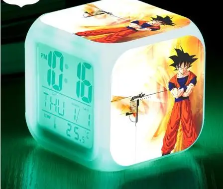 Повтор wekker часы Dragon Ball будильник светодиодный reloj despertador детские часы цифровые часы многофункциональная лампа подарки+ коробка - Цвет: Серебристый