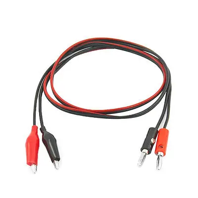 

2 Pcs Black Red Insulated Boot Alligator Clamp Test Lead Cord 100cm Long
