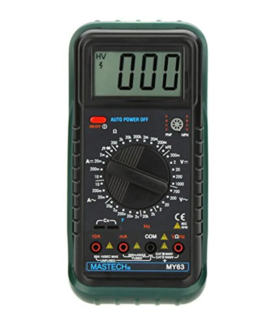 

MASTECH MY63 2000 counts Digital Multimeter DMM w/ Temperature Capacitance & hFE Testers Meters Ammeter Megohmmeter