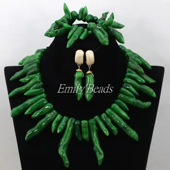 

Natural Green Large Size Rare Coral Necklace Jewelry Set Irregular Coral Nigerian Wedding Bridal Jewelry Set Free Shipping CJ574
