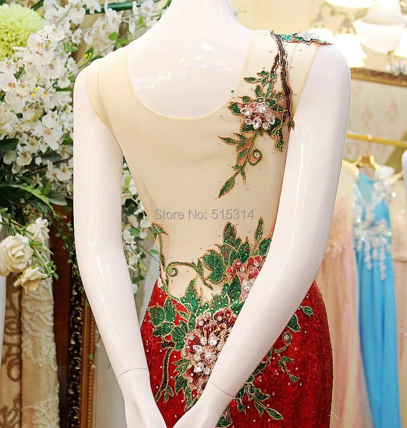 Сексуальное платье-Русалка с низким вырезом на спине, Длинные Цветы с блестками, роскошная женская новинка, свадебные платья для особых случаев, платья EX5