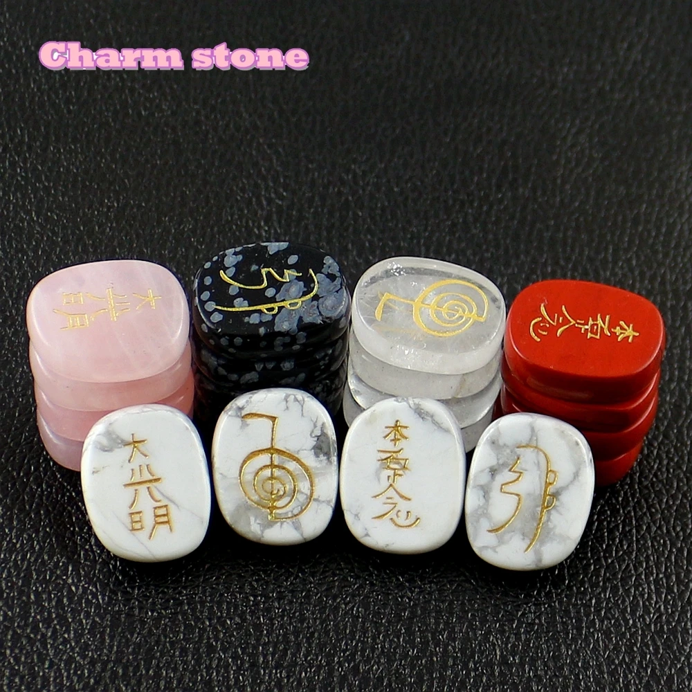 

Natural Crystal Aura Spell Design Sculpture Oval Stone Carving Personalized Fashion Jewelry