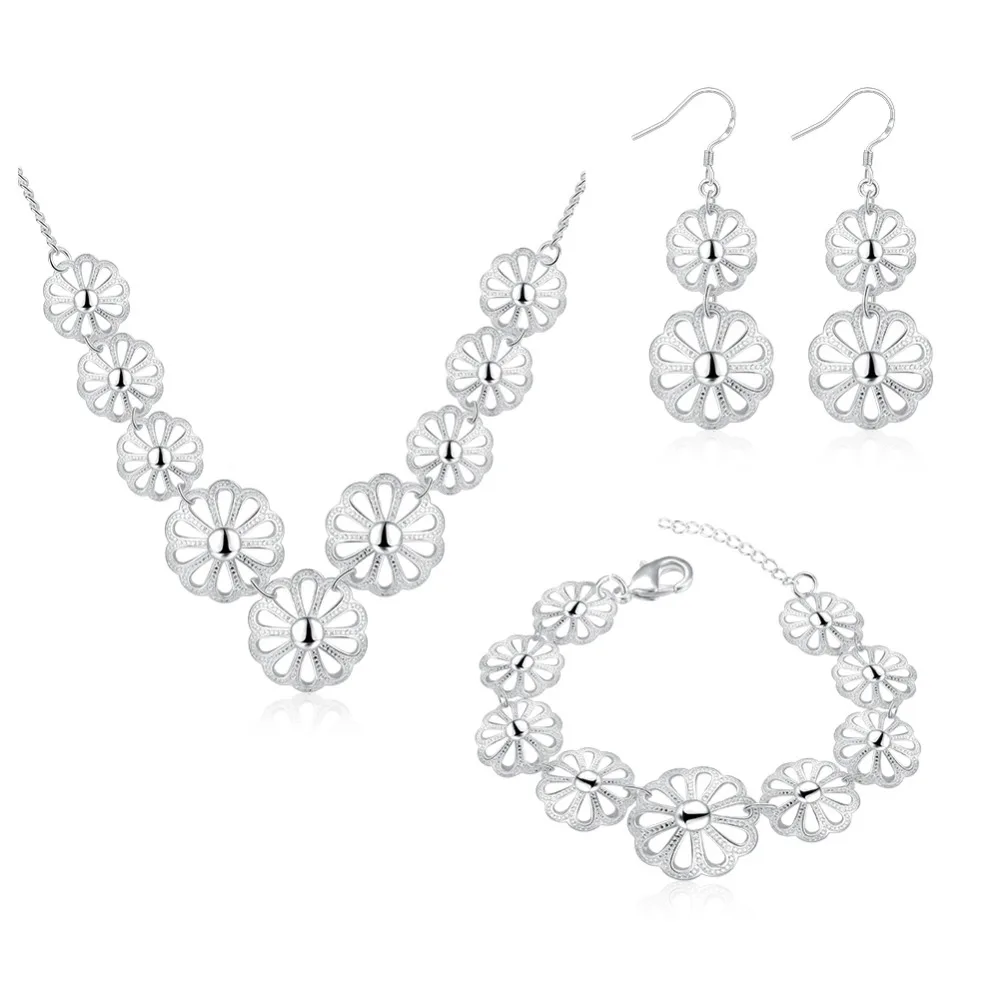 

2015new 925 sterling silver hollow Roma number bracelet necklace long earring drop women men's fine fashion jewerly wholesale