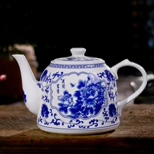 Цзиндэчжэнь Винтаж Цветочный узор, керамический фарфоровый чайник посуда для напитков Ресторан большой объем для воды ручка кастрюли кофе чайник