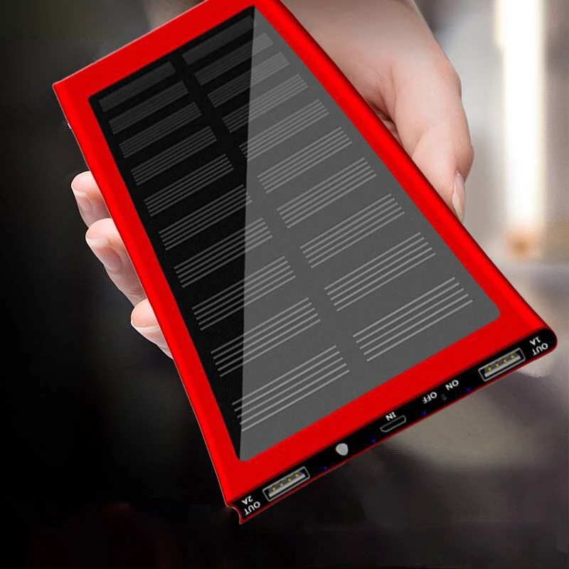 2018 20000mah Solar Power Bank For iPhone X 8 Samsung Portable Charger Solar Charger Dual USB Power Bank External Battery Pack