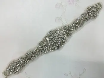 

DHL Free shipping Crystal Rhinestone glass Sash Dress Wedding Bridal Dress Wedding Silver Applique