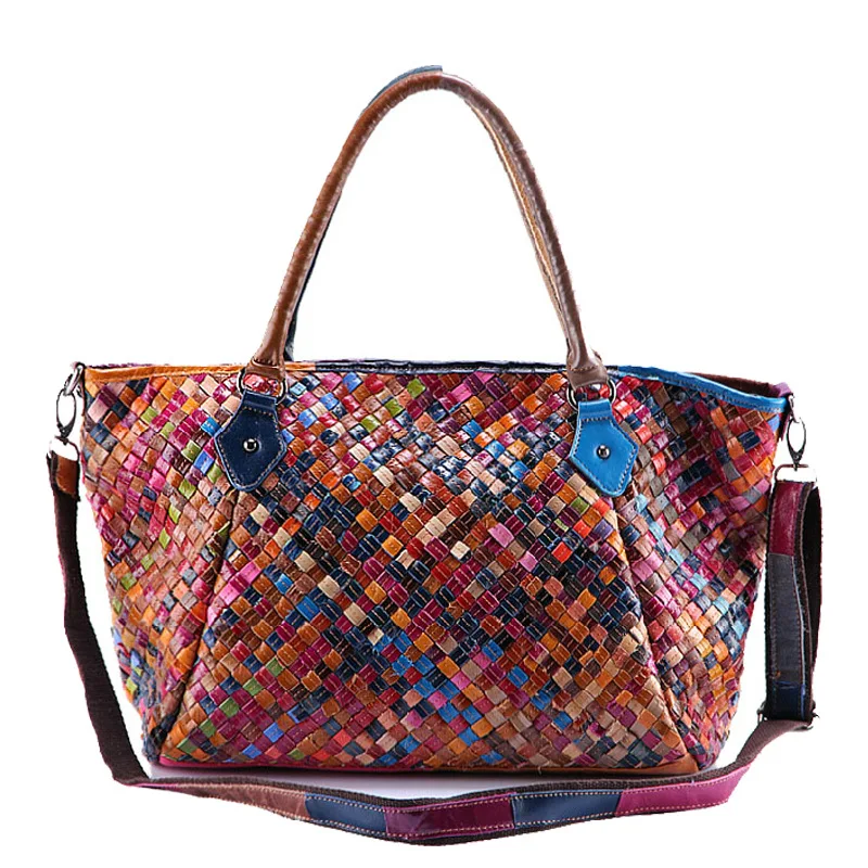 

Ougger Medium Women Shoulder Handbags High Quality Handbags National Style Genuine Leather Casual Tote for Shopping