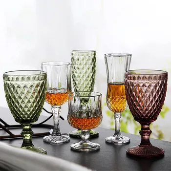 

Red Wine Glass Colored Cup Drink Containers Goblet Christmas Party Western Restaurant Stemware Beverage Stem-Cup New Year's Gift