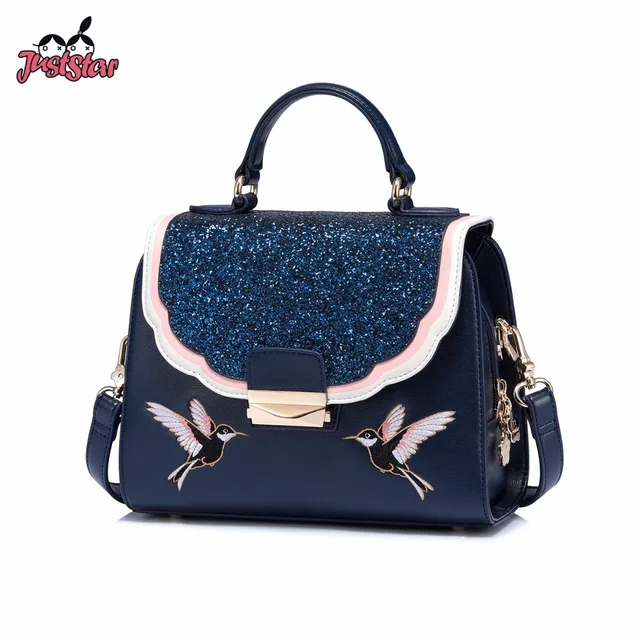 Just Star Brand Women S Leather Handbags Las Fashion Embroidery Just Star Brand Women S Leather Handbags Las Fashion Embroidery Bird Shoulder Tote Purse Female Panelled Messenger