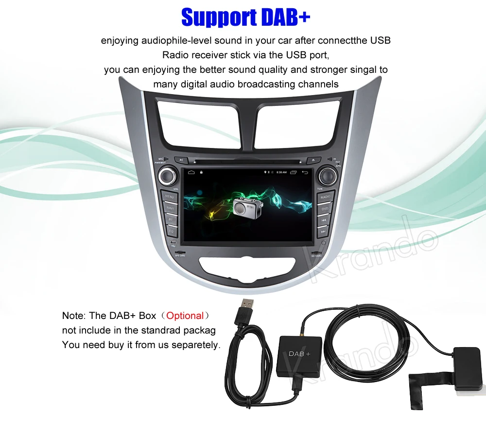 Cheap Krando 7" Android 8.0 car radio gps dvd player for Hyundai Accent Solaris 2011+ audio navigation multimedia system WIFI 3G DAB+ 11