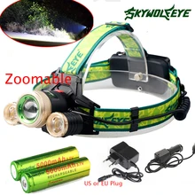 Зум 9000lm светодиодное освещение фара T6+ 2r5 светодиодные фары фара Кемпинг Рыбалка свет+ 2*18650 машины EU/US/aucharger