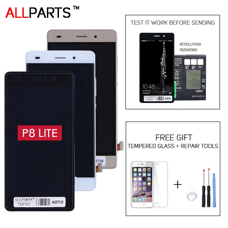 

Tested Original 5.0" Display For HUAWEI P8 Lite LCD Touch Screen Digitizer P8lite ALE-L04 ALE-L21 For HUAWEI P8 Lite with Frame